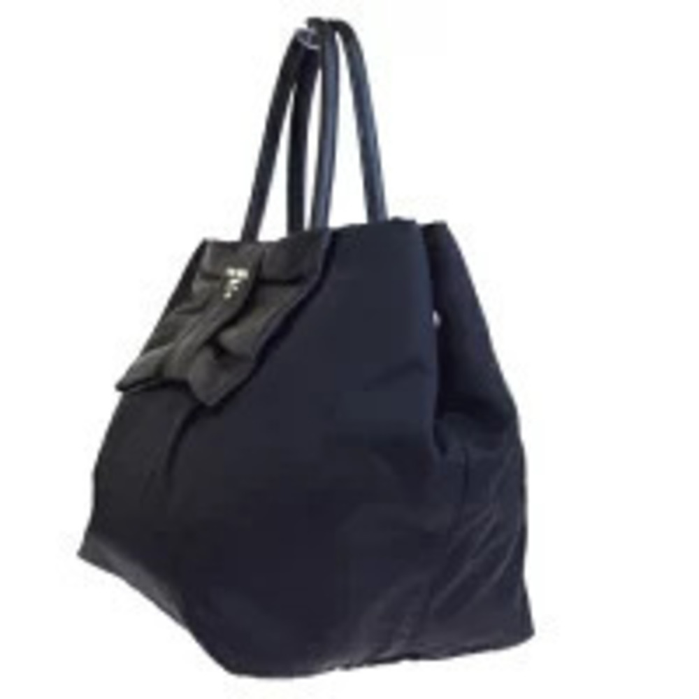 Prada Handbag Ribbon Leather Black